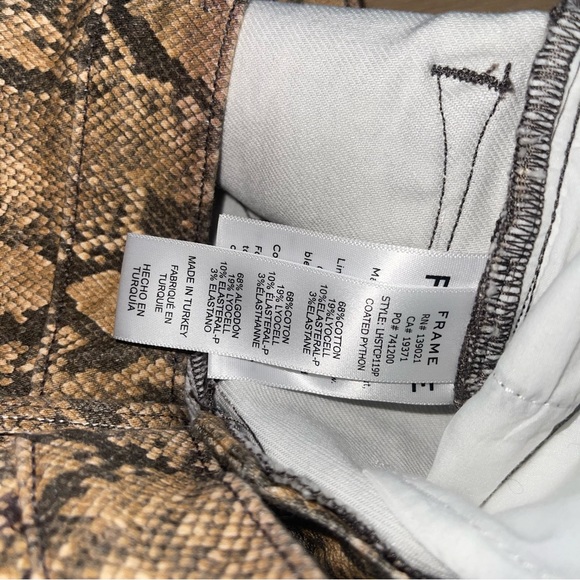 Frame Le High Straight-Leg Python-Print Coated Jeans 26 - Picture 12 of 13